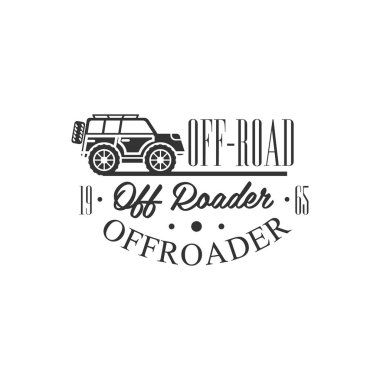 Off-Road araç aşırı Club ve Kiralama siyah ve beyaz Promo etiket tasarım şablonu