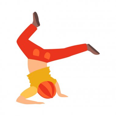 Çocuk başı sahnede, okul vitrin katılımcı müzik sanatsal yeteneği ile gerçekleştirme Breakdance dans yapıyor
