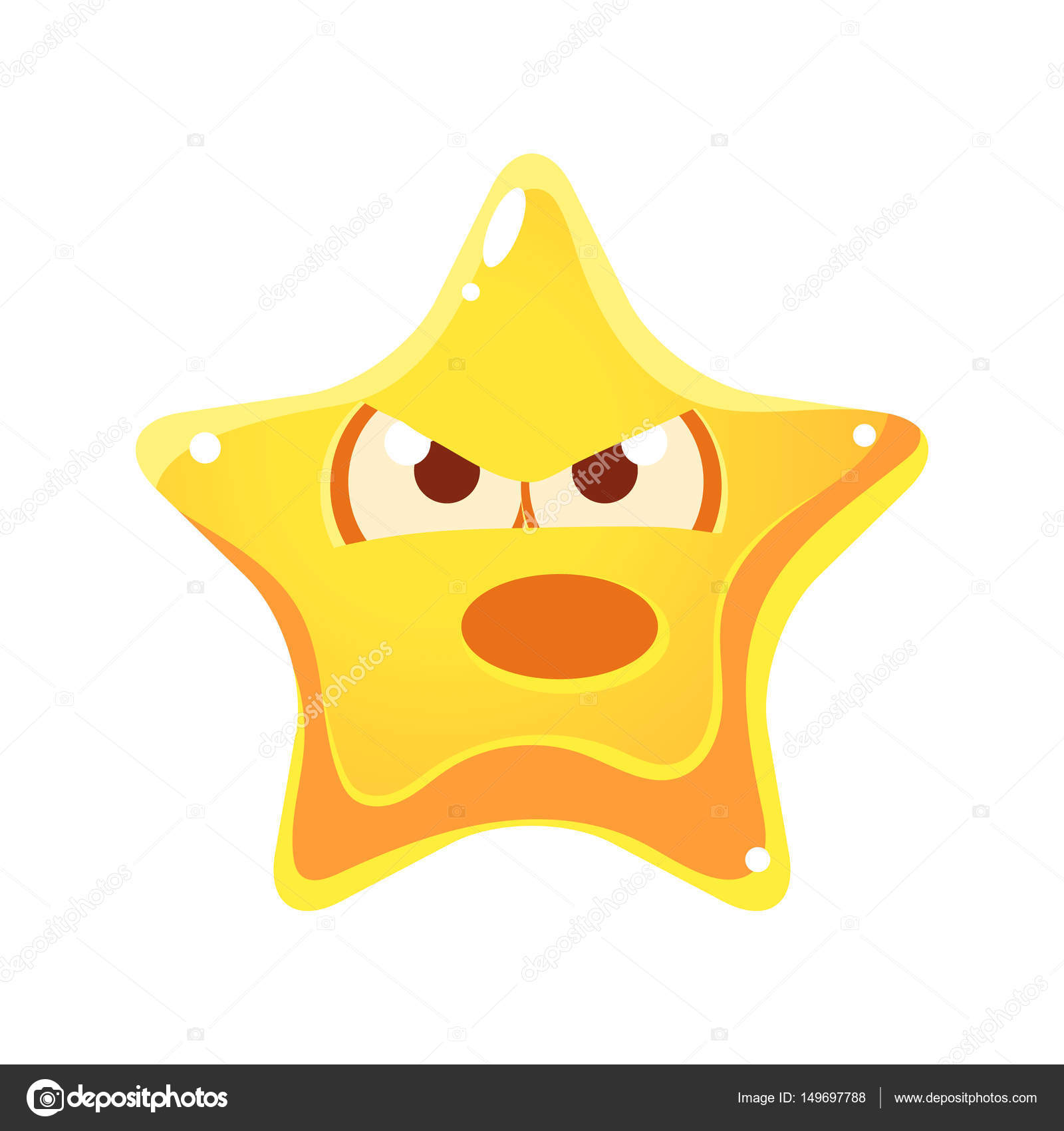 étoile Jaune Avec Le Personnage De Dessin Animé En Colère Et