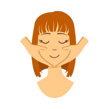 Bir yüz almak kadın masaj. Renkli çizgi film karakteri