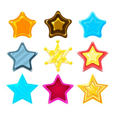 Beş nokta renkli çizgi film yıldız kümesi için Flash Video oyun ödüller, bonuslar ve çıkartmalar