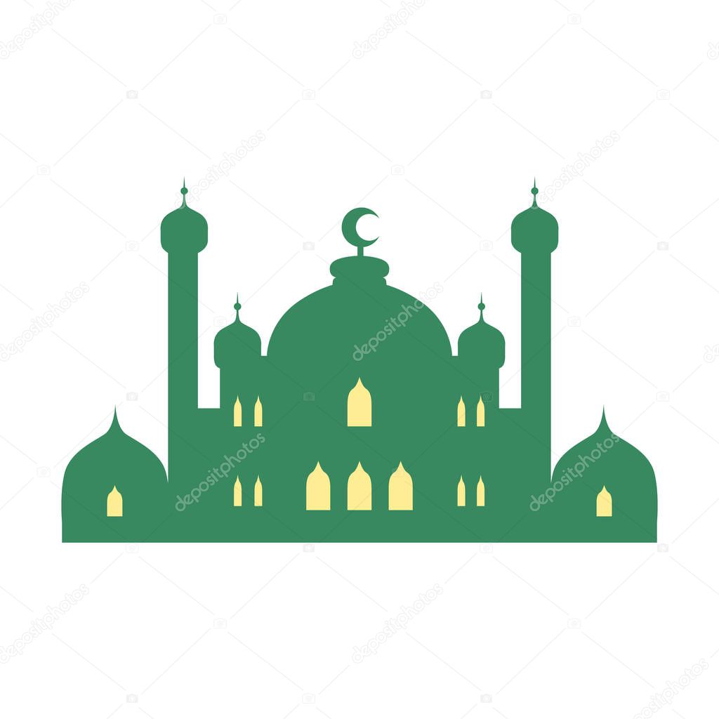 Mosque and minarets. Colorful vector illustration