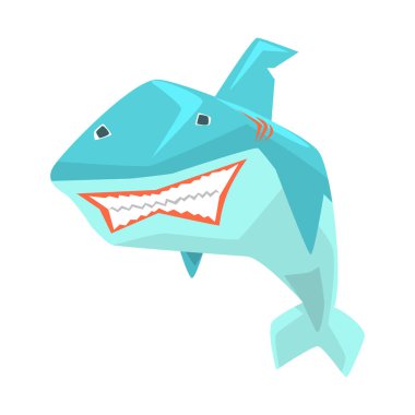 Büyük beyaz köpek balığı deniz balıkları sıcak deniz suları karikatür yaşayan vektör çizimler karakter