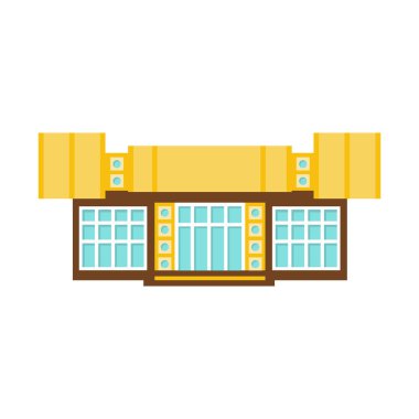 Kazandığmız sanat alışveriş merkezi Modern Bina dış tasarım proje şablonu düz illüstrasyon izole