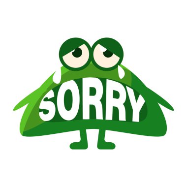 Üzgünüz, şirin Emoji karakteri ile Word ağız diş, ifade mesaj yerine söyleyerek yeşil Blob