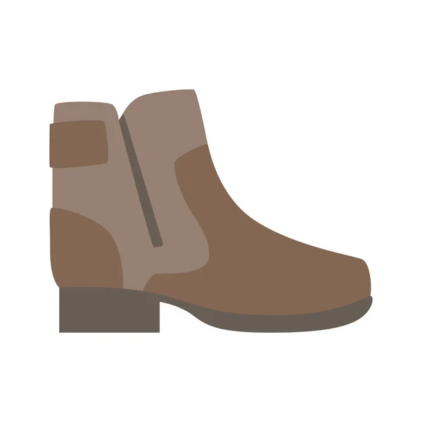 Zapato marrón robusto con cremallera, Icono plano de calzado aislado, Artículo de surtido de tiendas de zapatos — Vector de stock