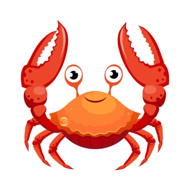 Red crab, sea creature. Colorful cartoon character clipart