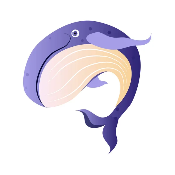 Cachalot o capodoglio, creatura marina. Personaggio cartone animato colorato — Vettoriale Stock