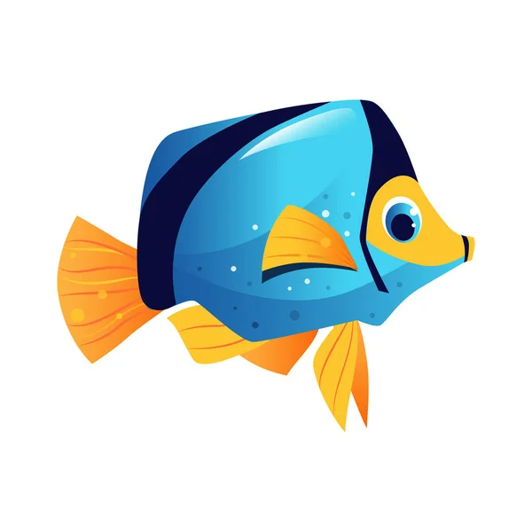 蓝色的外科医生鱼，海，热带观赏鱼。丰富多彩的卡通人物 — 图库矢量图片