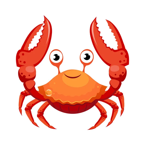 Caranguejo vermelho, criatura marinha. Personagem de desenho animado colorido — Vetor de Stock