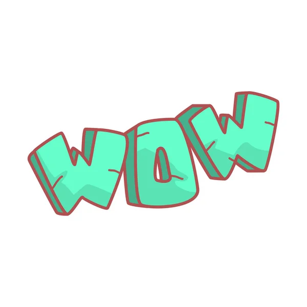 Parola Wow scritto in stile cartone animato, illustrazione colorata — Vettoriale Stock