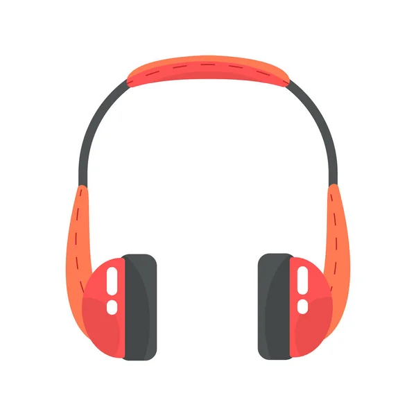 Oranje draadloze hoofdtelefoons. Kleurrijke cartoon vector illustratie — Stockvector