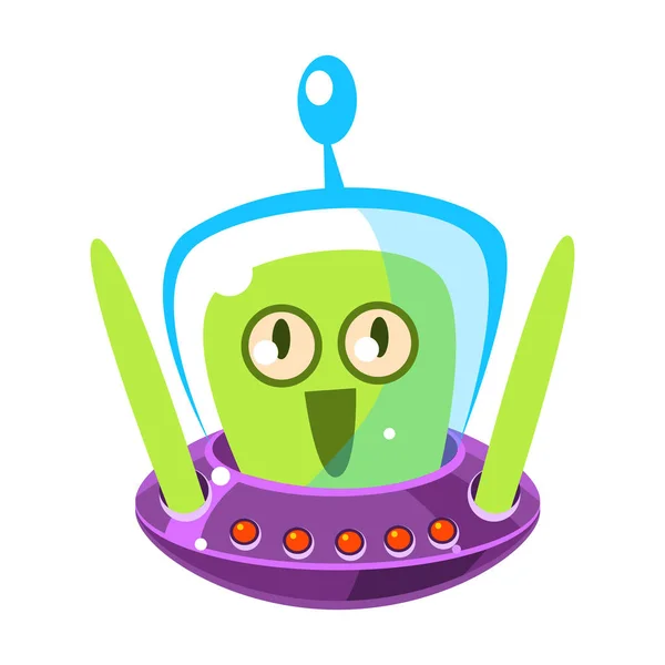 Surprised green alien, cute cartoon monster. Colorful vector character — Stock Vector