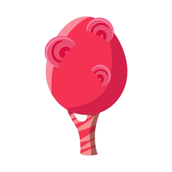 Dulce árbol de caramelo rosa con piruletas. Colorido vector de dibujos animados Ilustración — Archivo Imágenes Vectoriales