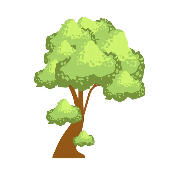 Drzewo z soczysta zieleń liści, element krajobrazu. Kolorowy kreskówka wektor ilustracja — Wektor stockowy