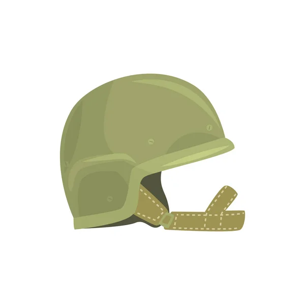 Haki askeri kask. Defens vektör çizim metalik ordu sembolü — Stok Vektör