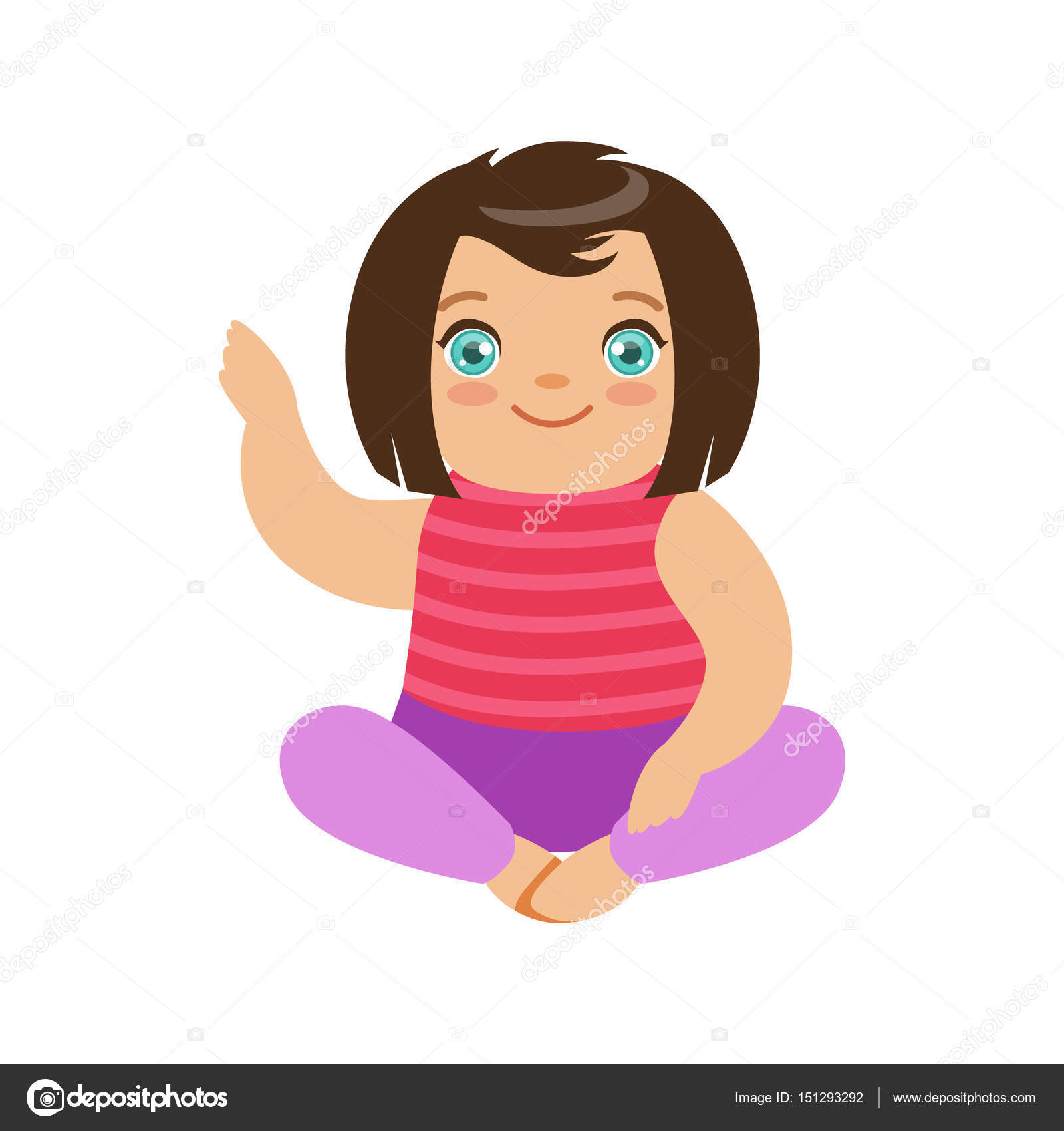 Cartoon Characters For Baby Girl Smiling Brunette Baby Girl With