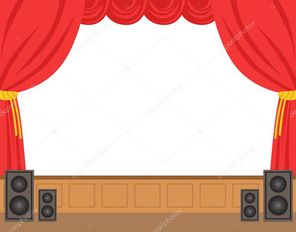Dibujos: escenarios de teatro | Escenario de teatro con cortina roja