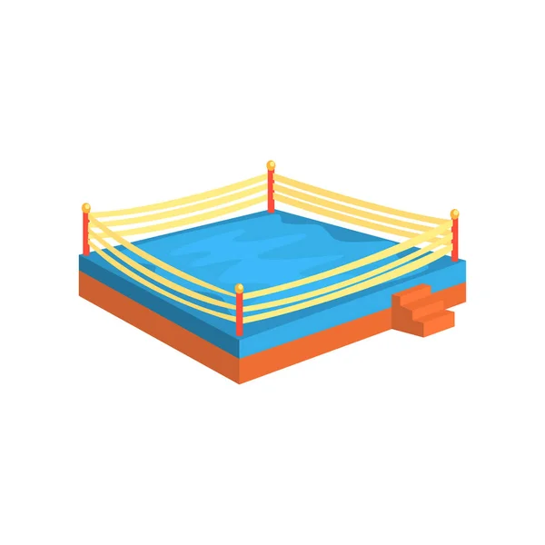 Boxing ring, sports equipment. Colorful cartoon vector Illustration — Stock Vector