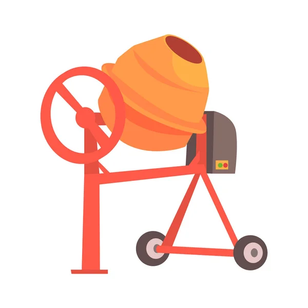 Oranžová míchačka na beton. Barevné kreslené vektorové ilustrace — Stockový vektor