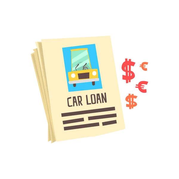 Autó hitel jelentkezési lapot. Színes rajzfilm vektoros illusztráció — Stock Vector