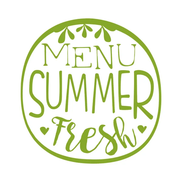 Fresh summer menu green label, vector illustration — Stock Vector