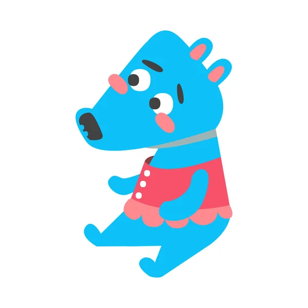 Mignon dessin animé bleu ciel profond loup assis. Drôle belle animal coloré vecteur de caractère Illustration — Image vectorielle