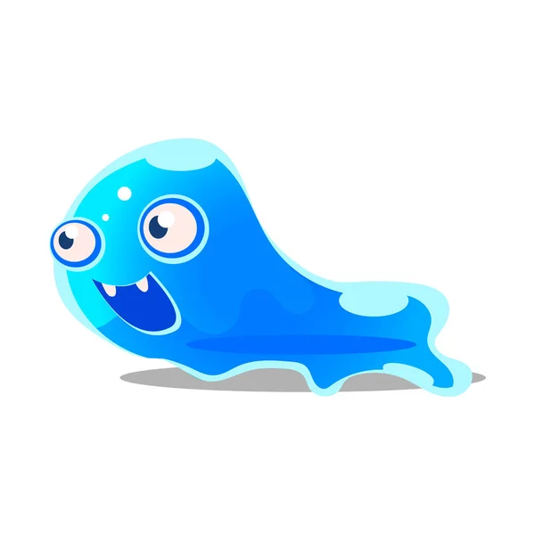 Schattige cartoon blauw glad monster. Grappige heldere gelei karakter vector illustratie — Stockvector
