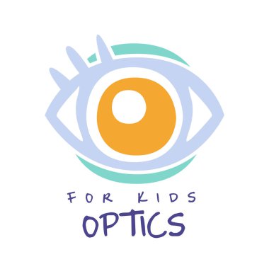Çocuklar logo sembol, göz işareti için optik el çizilen illüstrasyon