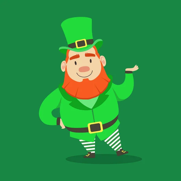 Söta tecknade dvärg Leprechaun. Saint Patricks Day färgstarka karaktär — Stock vektor