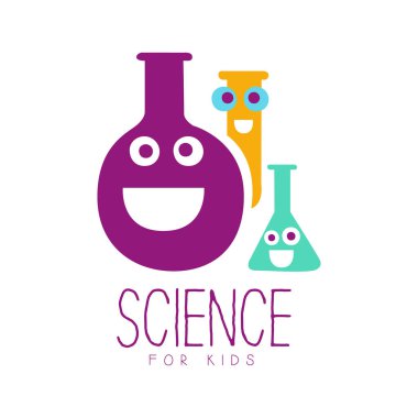 Bilim çocuklar logo sembol için. Renkli el çekilmiş etiket