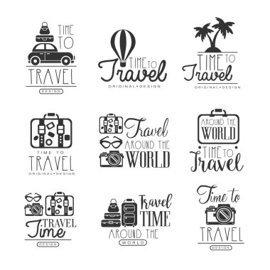 Set etiket tasarımı için dünya çapında seyahat