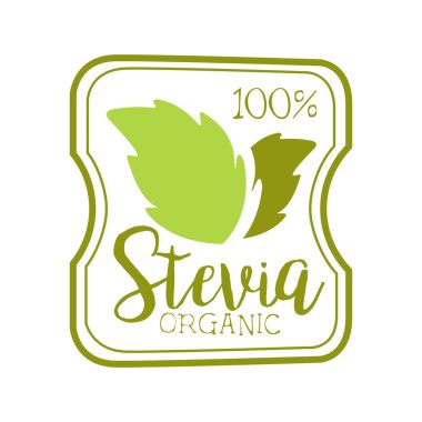 Stevia organik logo sembol. Sağlıklı ürün etiket vektör çizim