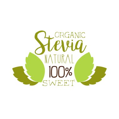 Organik stevia doğal tatlı logo sembol. Sağlıklı ürün etiket vektör çizim
