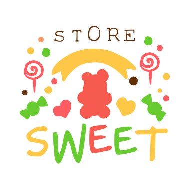 Tatlı mağaza logosunu görmeniz gerekir. Renkli el çekilmiş etiket