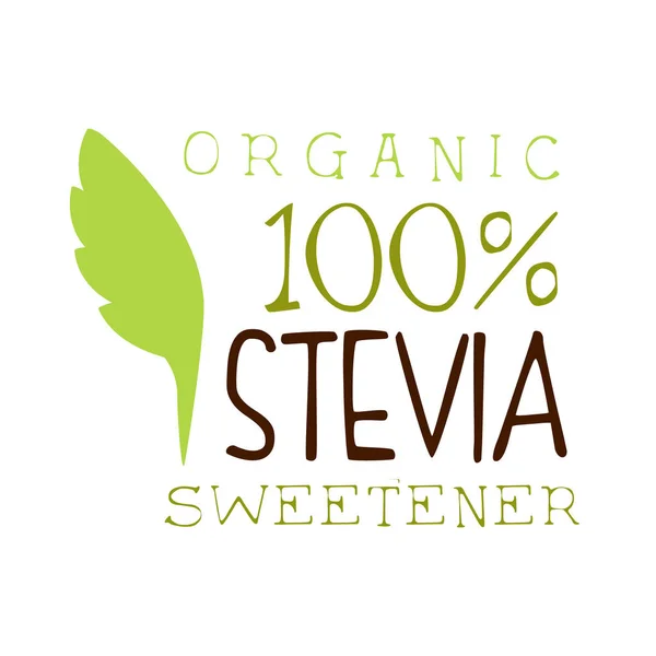 Organic stevia sweetener logo. Healthy product label vector Illustration — Stock Vector