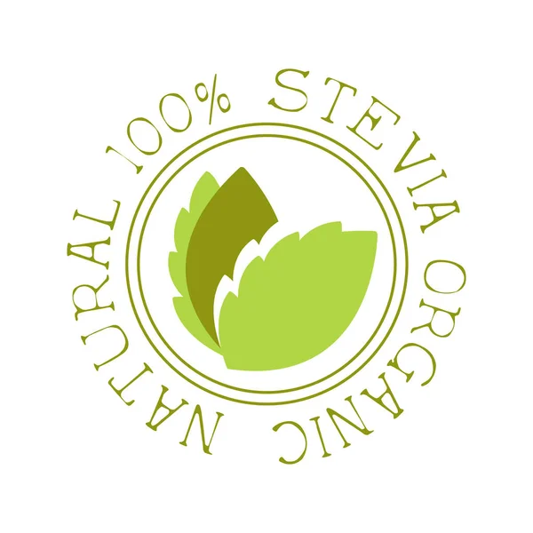 Natural organic stevia logo. Healthy product label vector Illustration — Stock Vector