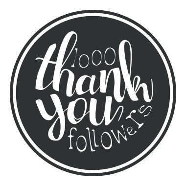 Teşekkür ederim siyah yuvarlak etiket, vektör çizim