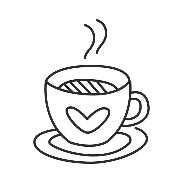 Filiżanka kawy lub herbaty wektor doodle ilustracja linia — Wektor stockowy
