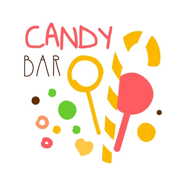 Logo de barra de caramelo. Etiqueta dibujada a mano colorida — Archivo Imágenes Vectoriales