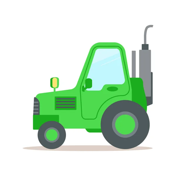 Grön traktor, tunga jordbruksmaskiner färgglada tecknade vektor Illustration — Stock vektor