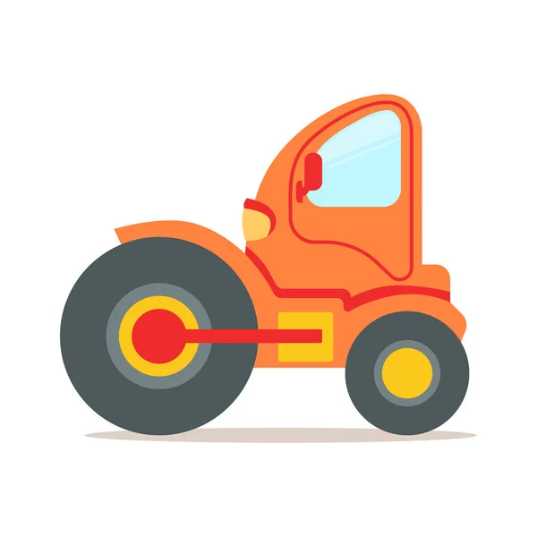 Oranje stoomwals vrachtwagen constructie machines kleurrijke cartoon vector illustratie — Stockvector