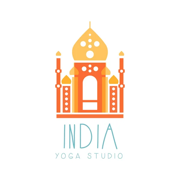 India yoga studio logo symbol. Insignia de salud y cuidado de belleza, spa, etiqueta del centro de yoga — Vector de stock