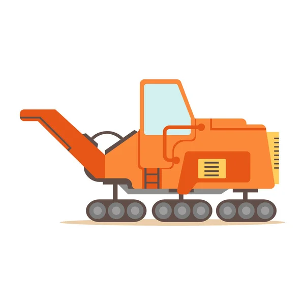 Χαλίκι πορτοκαλί εξαπλώνεται πιο σοβαρή μηχανή, μέρος της οδοποιίας και κατασκευή Site σειρά από εικονογραφήσεις φορέα — Διανυσματικό Αρχείο
