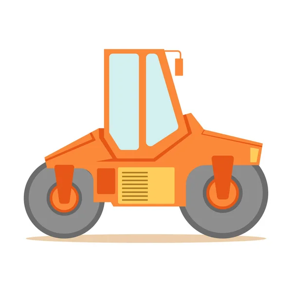 Small Orange Paver Machine , Part Of Roadworks And Construction Site Series Of Vector Illustrations — Stock Vector