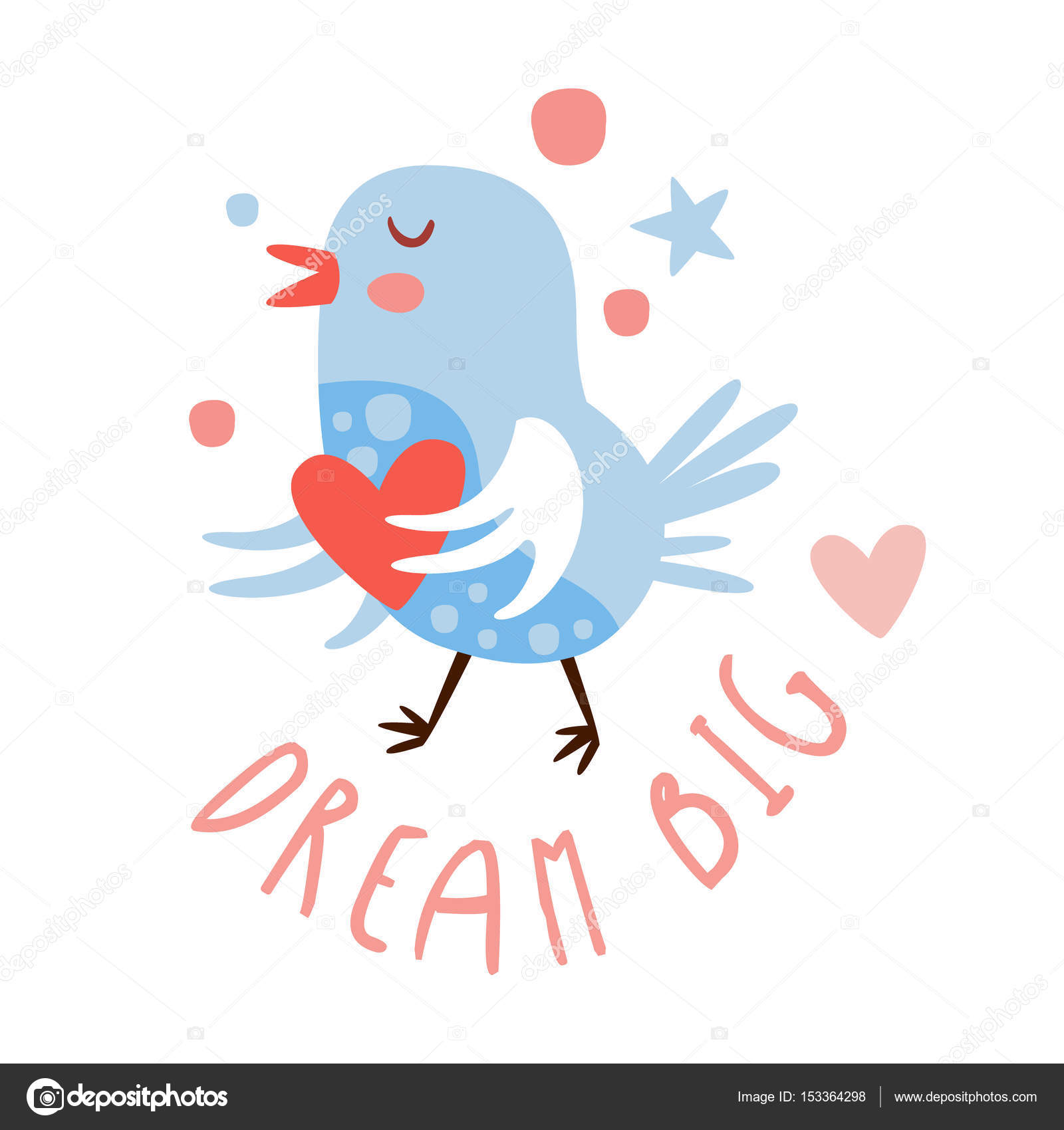 Oiseau De Dessin Animé Mignon Avec Cœur Vecteur De Dessinée