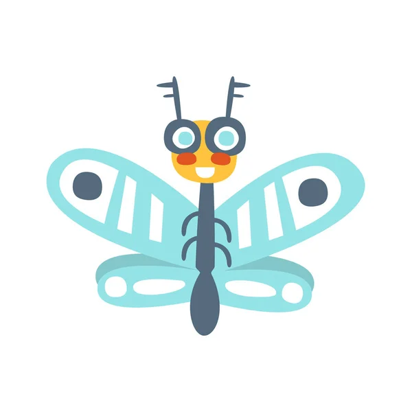 Grappige cartoon vliegen vliegen insect, kleurrijke karakter vector illustratie — Stockvector