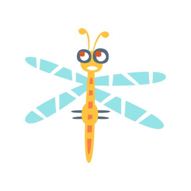 Karikatür komik yusufçuk renkli karakter vektör çizim