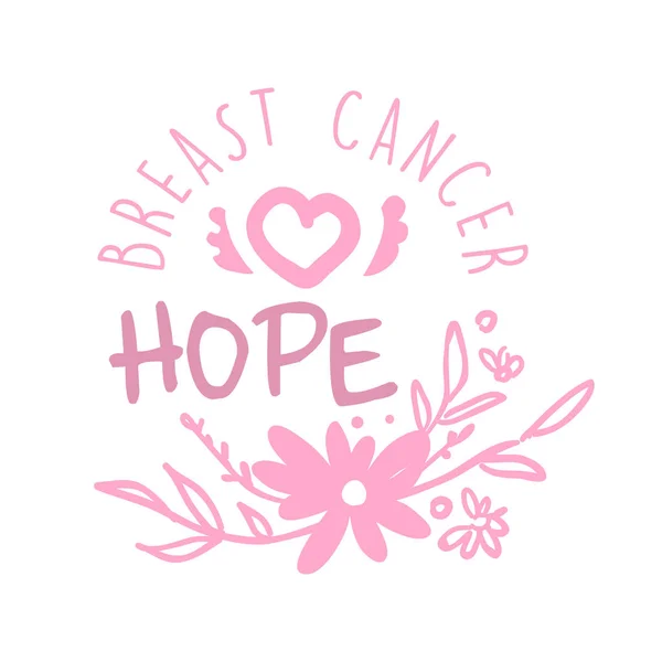 Breast cancer, hope label. Hand drawn vector illustration — Stock Vector