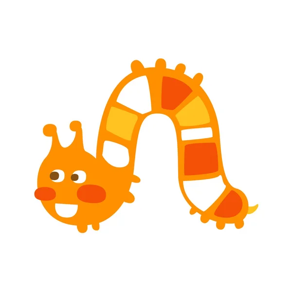 Söta tecknade orange caterpillar färgstarka karaktär vektor Illustration — Stock vektor